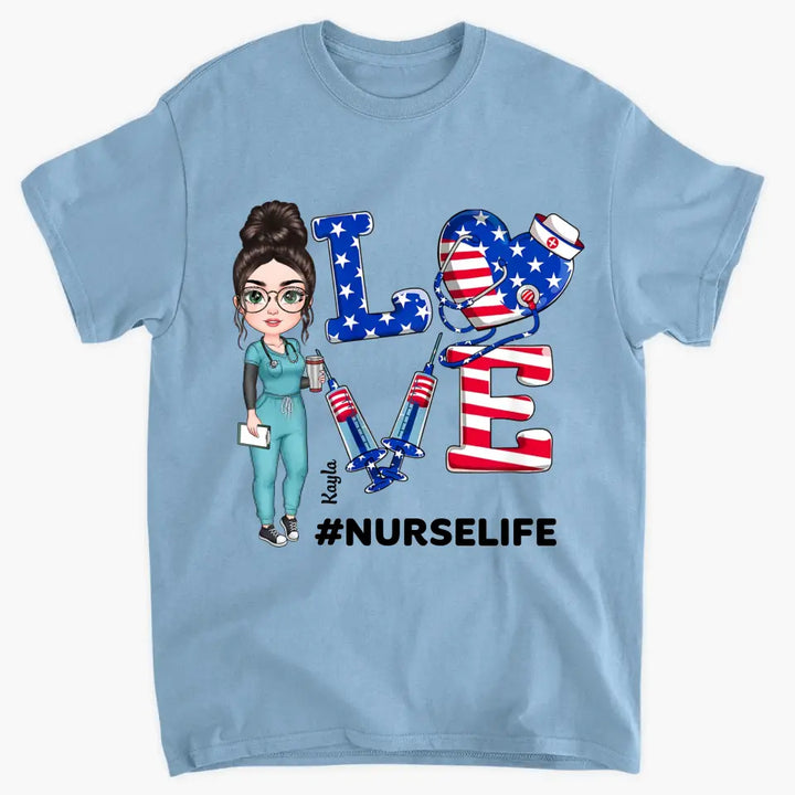 Personalized Custom T-shirt - Birthday, Nurse's Day Gift For Nurse - Nurse 4th Of July Nurse