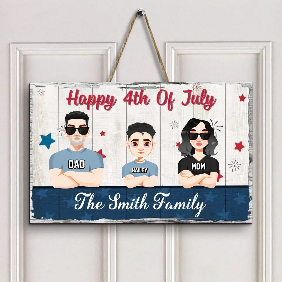 Personalized Custom Door Sign - Independence Day, Birthday Gift For Family - Happy 4th Of July