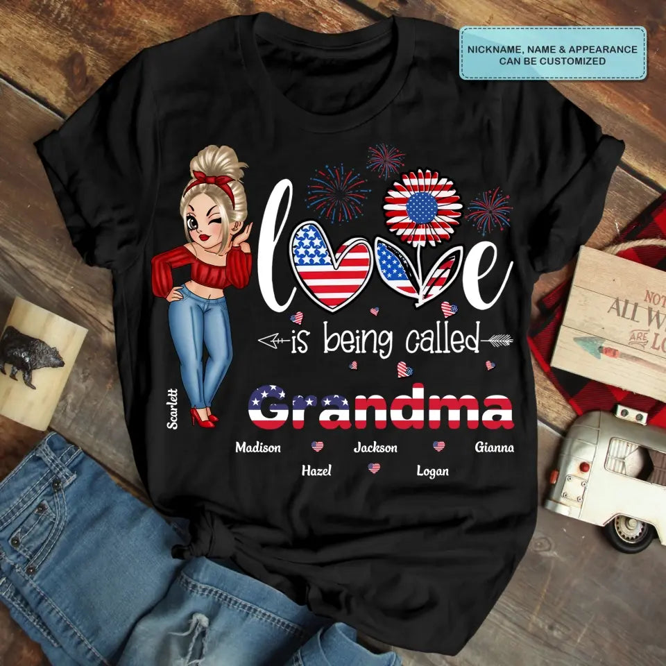 Personalized Custom T-shirt - 4th Of July Gift For Mom - Love Being Called Grandma