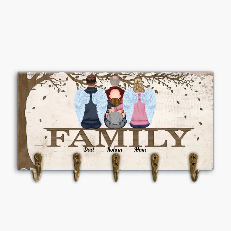 Personalized Custom Key Holder - Mother's Day, Father's Day, Birthday Gift For Cat Mom, Cat Dad, Cat Lover, Cat Owner, Dog Mom, Dog Dad, Dog Lover - Family Sitting Under Tree