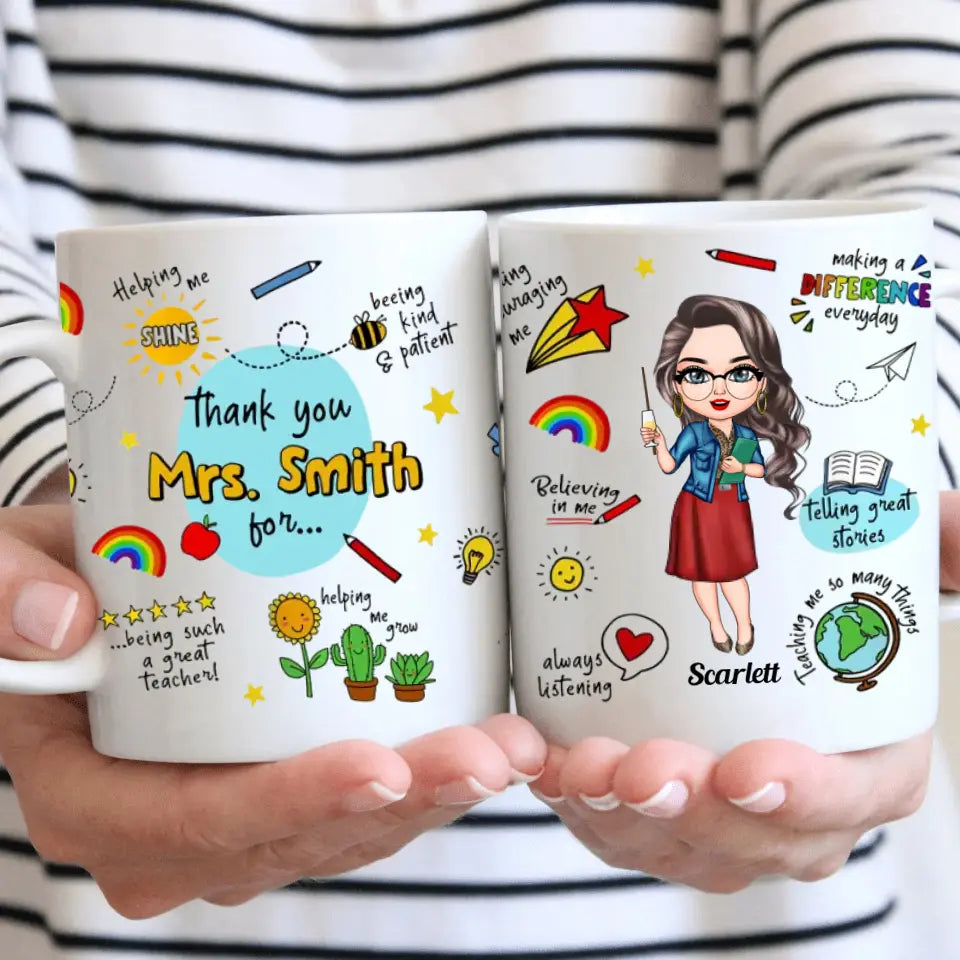 Personalized Custom White Mug - Teacher's Day, Birthday Gift For Teacher - Thank You For Making A Difference Every Day