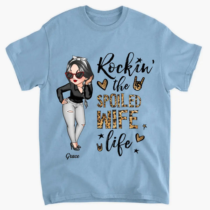 Personalized T-shirt - Mother's Day Gift For Wife - Rockin' The Spoiled Wife Life ARND005