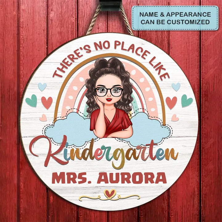 Personalized Custom Door Sign - Welcoming, Birthday, Teacher's Day Gift For Teacher - There Is No Place Like My Kindergarden