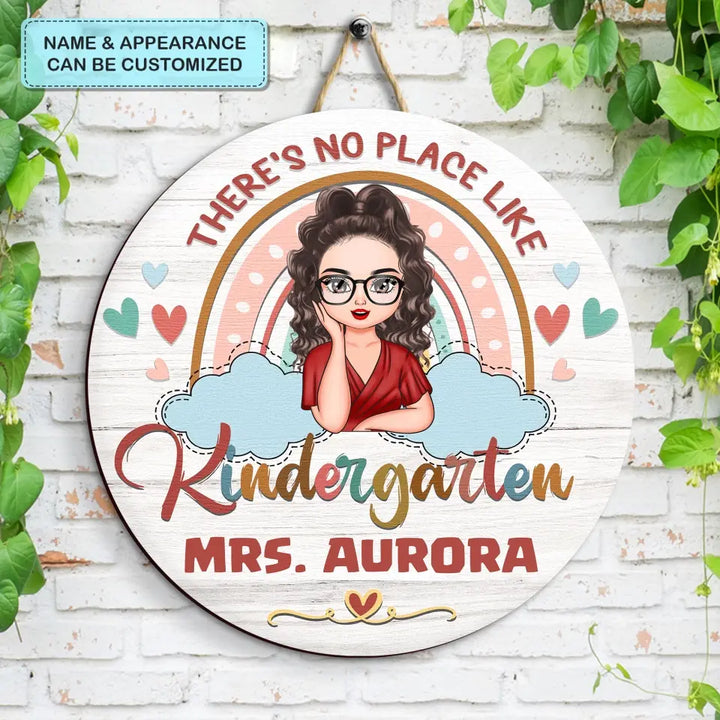 Personalized Custom Door Sign - Welcoming, Birthday, Teacher's Day Gift For Teacher - There Is No Place Like My Kindergarden