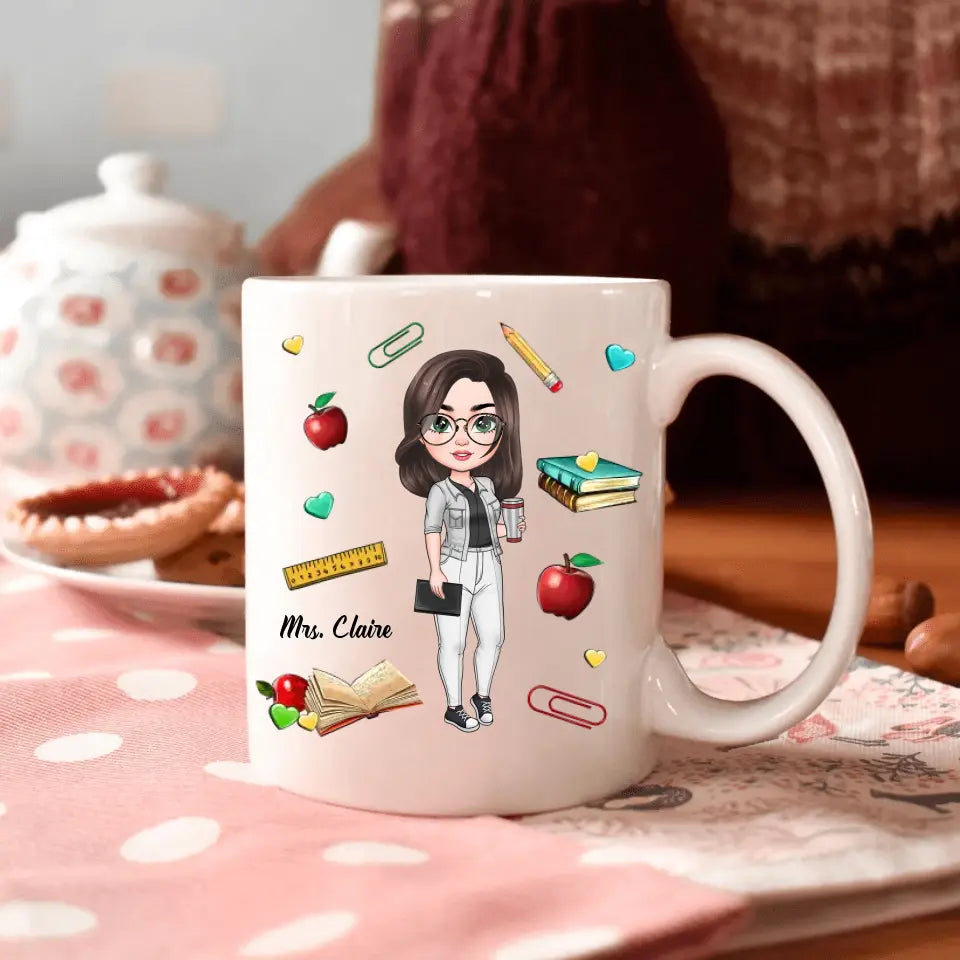 Personalized Custom White Mug - Teacher's Day, Birthday Gift For Teacher - Battery Life Of A Teacher Monday To Friday