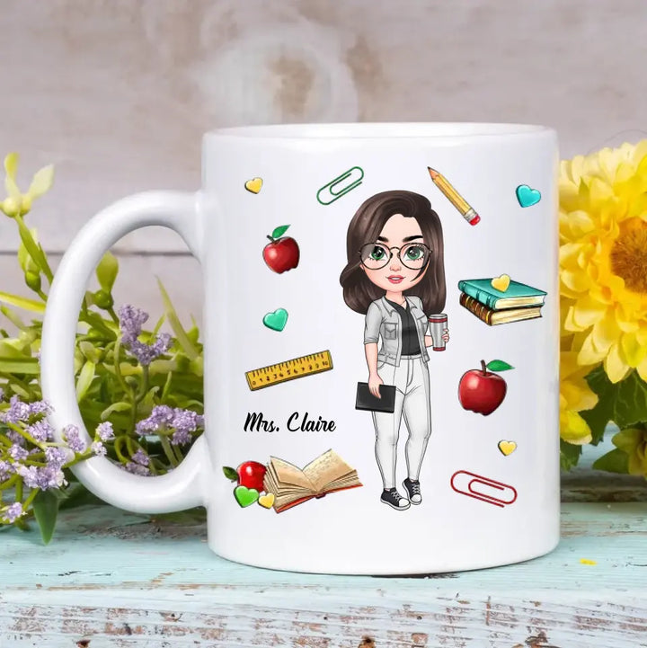 Personalized Custom White Mug - Teacher's Day, Birthday Gift For Teacher - Battery Life Of A Teacher Monday To Friday