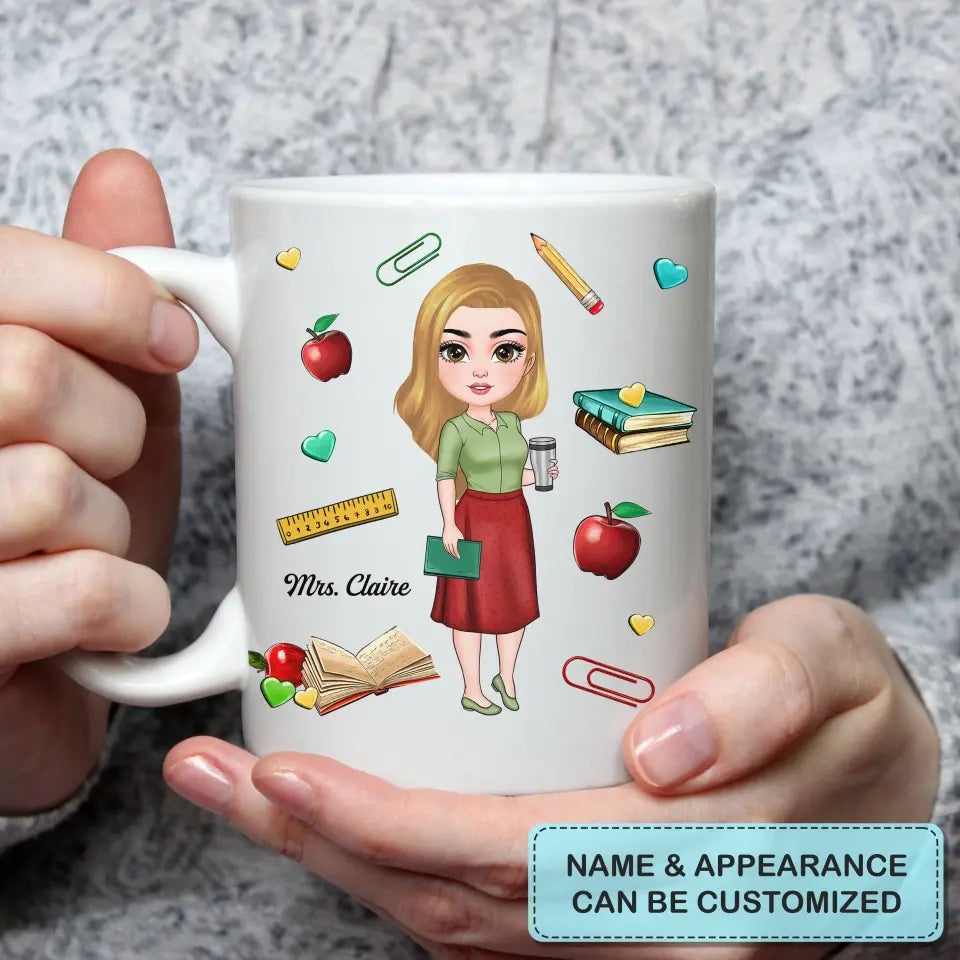 Personalized Custom White Mug - Teacher's Day, Birthday Gift For Teacher - Battery Life Of A Teacher Monday To Friday