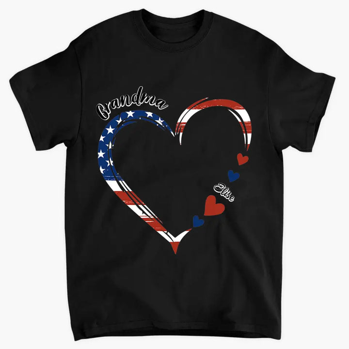 Personalized Custom T-shirt - 4th Of July Gift For Grandma - A Garden Of Love Grows Here Grandma Heart