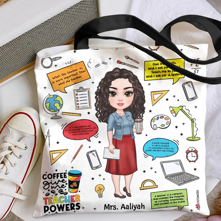 Personalized Custom Tote Bag - Birthday, Teacher's Day Gift For Teacher - Teacher Powers
