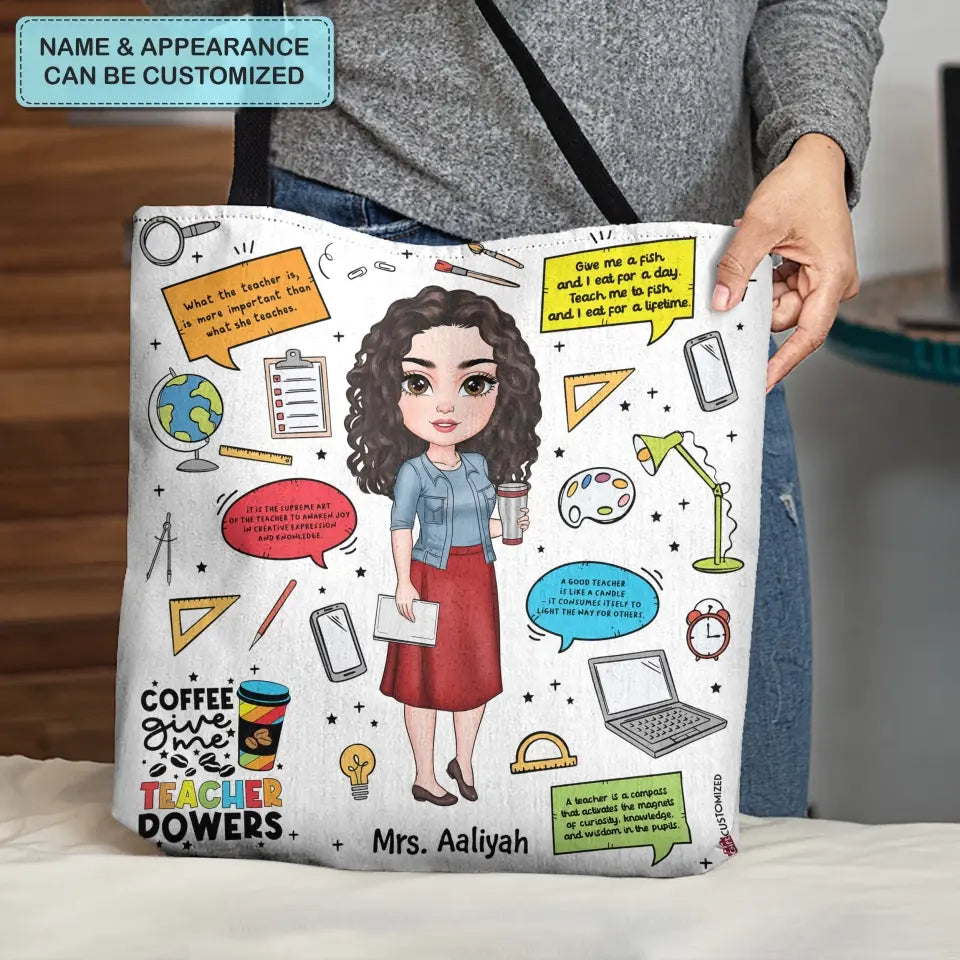 Personalized Custom Tote Bag - Birthday, Teacher's Day Gift For Teacher - Teacher Powers