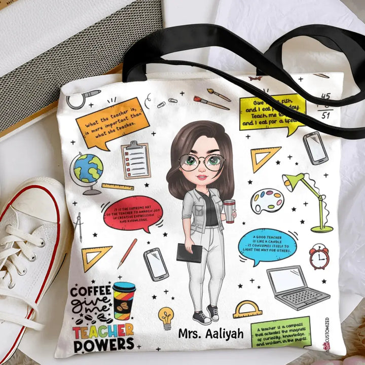 Personalized Custom Tote Bag - Birthday, Teacher's Day Gift For Teacher - Teacher Powers