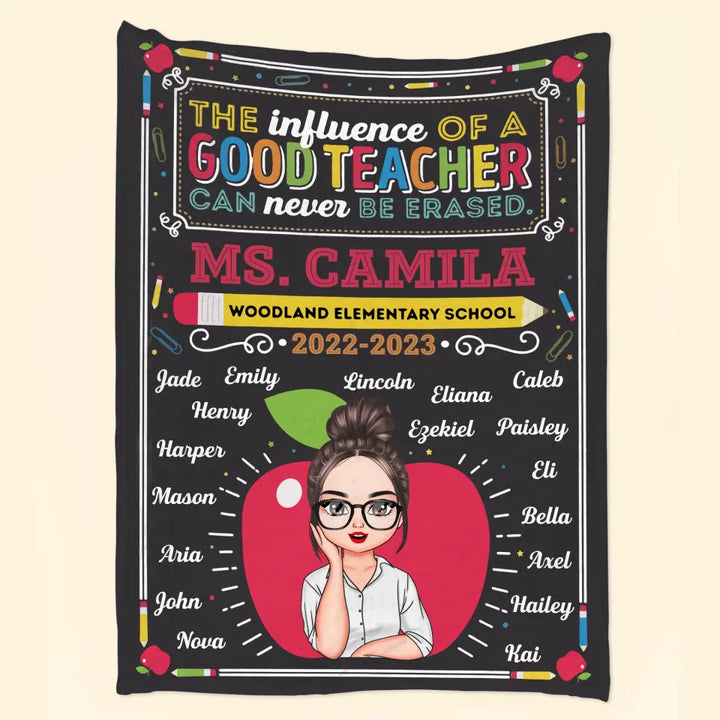 Personalized Custom Blanket - Teacher's Day, Birthday Gift For Teacher - The Influence Of A Good Teacher Can Never Be Erased