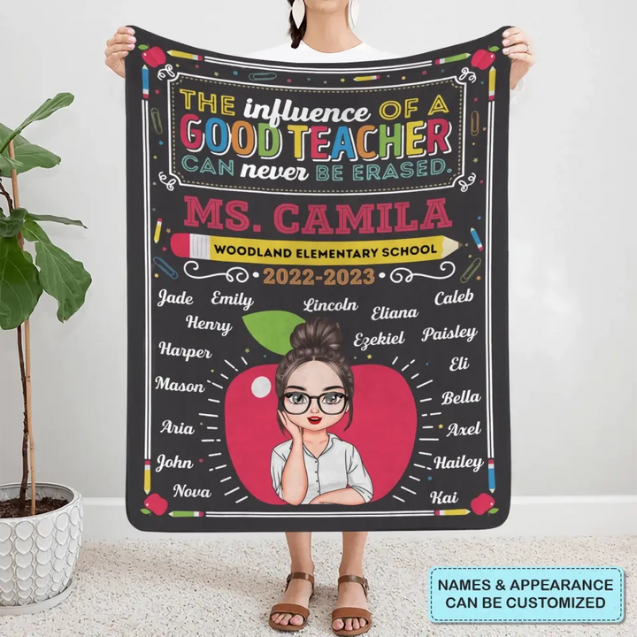 Personalized Custom Blanket - Teacher's Day, Birthday Gift For Teacher - The Influence Of A Good Teacher Can Never Be Erased