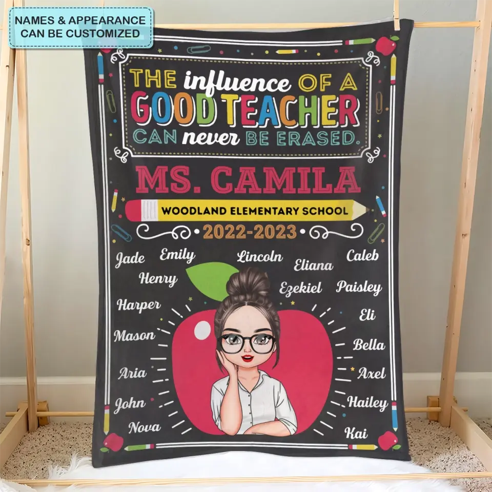 Personalized Custom Blanket - Teacher's Day, Birthday Gift For Teacher - The Influence Of A Good Teacher Can Never Be Erased