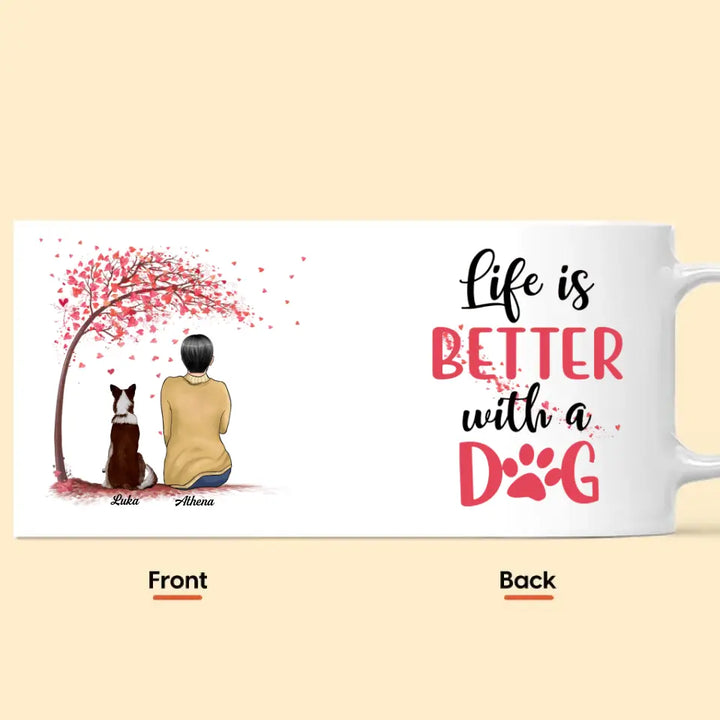 Personalized Custom White Mug - Gift For Dog Mom, Dog Dad, Dog Lover, Dog Owner - Life Is Better With A Dog