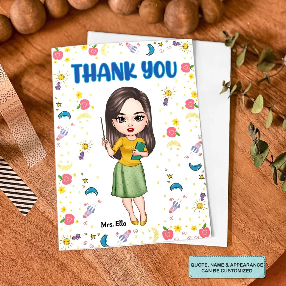 Personalized Custom Greeting Card - Teacher's Day, Birthday Gift For Teacher - Teacher Thanks For All You Do