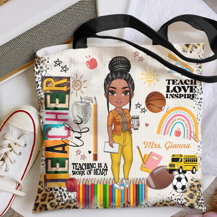 Personalized Custom Tote Bag - Birthday, Teacher's Day Gift For Teacher - Teacher Life Leopard