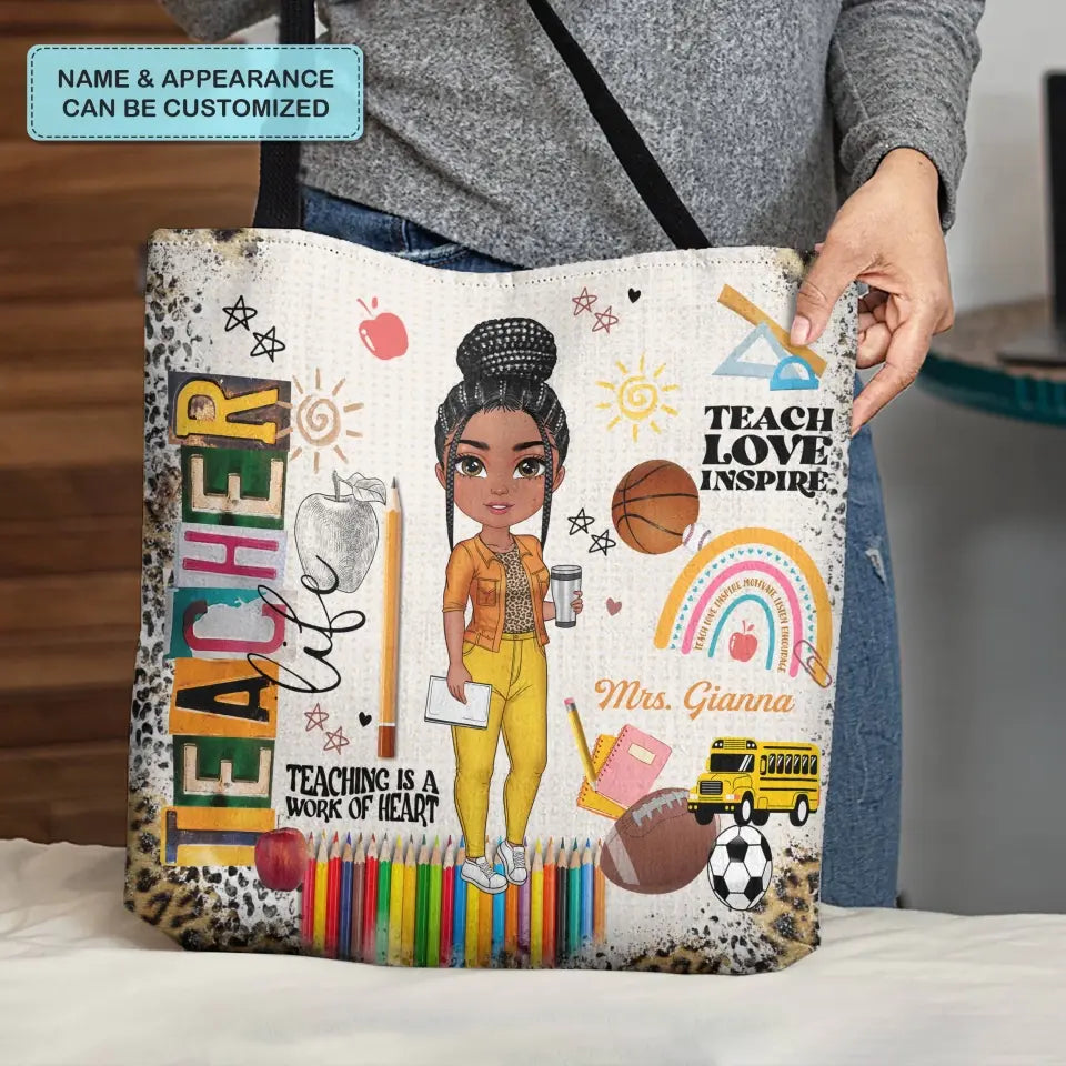 Personalized Custom Tote Bag - Birthday, Teacher's Day Gift For Teacher - Teacher Life Leopard