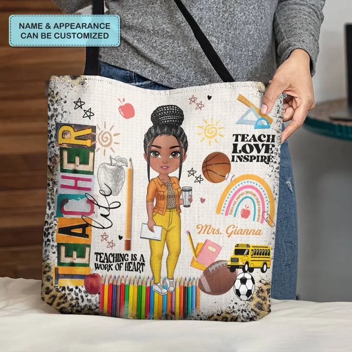 Personalized Custom Tote Bag - Birthday, Teacher's Day Gift For Teacher - Teacher Life Leopard