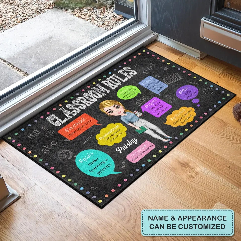 Personalized Custom Doormat - Birthday, Teacher's Day, Welcoming Gift For Teacher - Classroom Rules