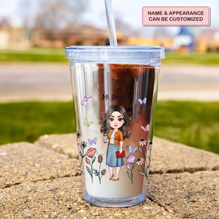 Personalized Custom Acrylic Tumbler - Teacher's Day, Birthday Gift For Teacher - Teacher Plants Seeds