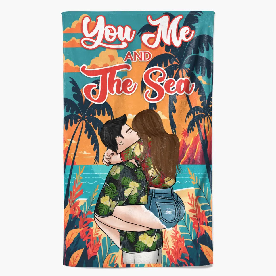 Personalized Custom Beach Towel - Birthday, Vacation Gift, Summer Gift For Beach Lover, Beach Couple - You Me & The Sea