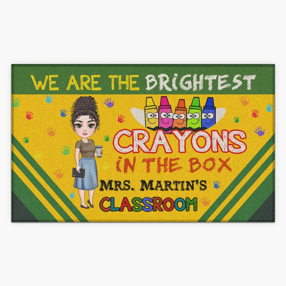 Personalized Custom Doormat - Teacher's Day, Birthday Gift For Teacher - The Brightest Crayons In The Box