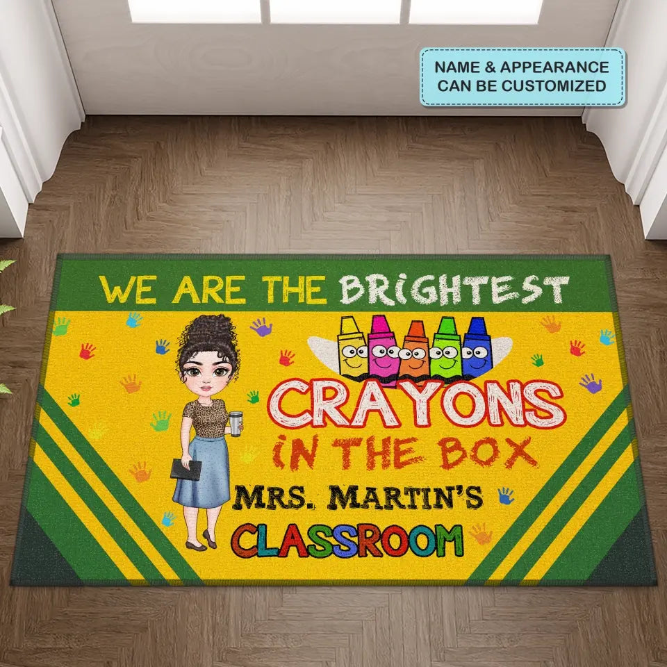 Personalized Custom Doormat - Teacher's Day, Birthday Gift For Teacher - The Brightest Crayons In The Box
