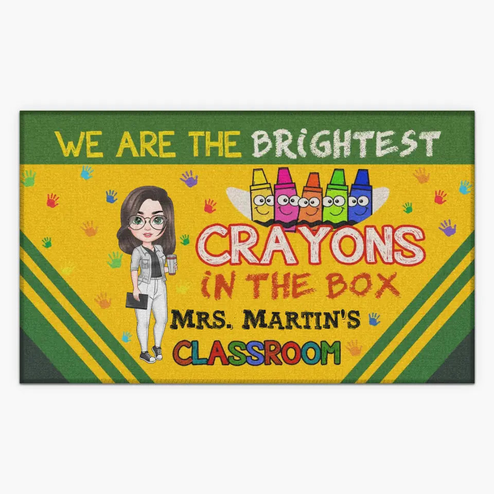 Personalized Custom Doormat - Teacher's Day, Birthday Gift For Teacher - The Brightest Crayons In The Box