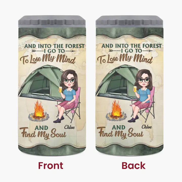 Personalized Custom Can Cooler Tumbler - Birthday Gift For Camping Lover, Friend - Super Sexy Camping Lady