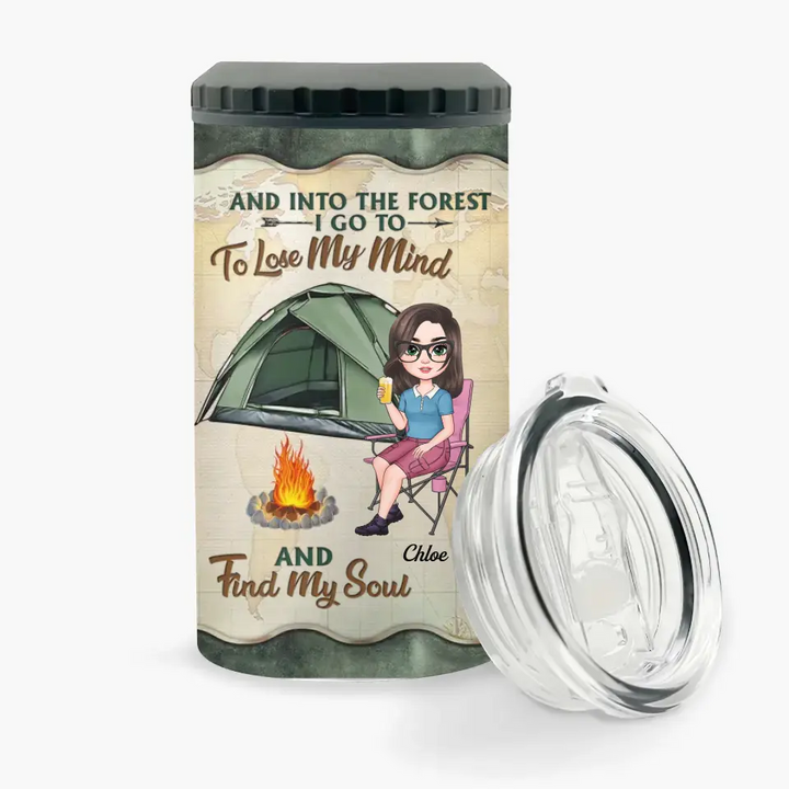 Personalized Custom Can Cooler Tumbler - Birthday Gift For Camping Lover, Friend - Super Sexy Camping Lady