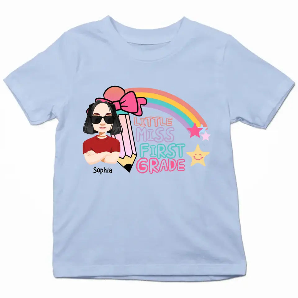 Personalized Custom T-shirt - Birthday, Back To School, Kindergarten, First, Second, Third, Pre-K Gift For Kids - Little Miss Back To School