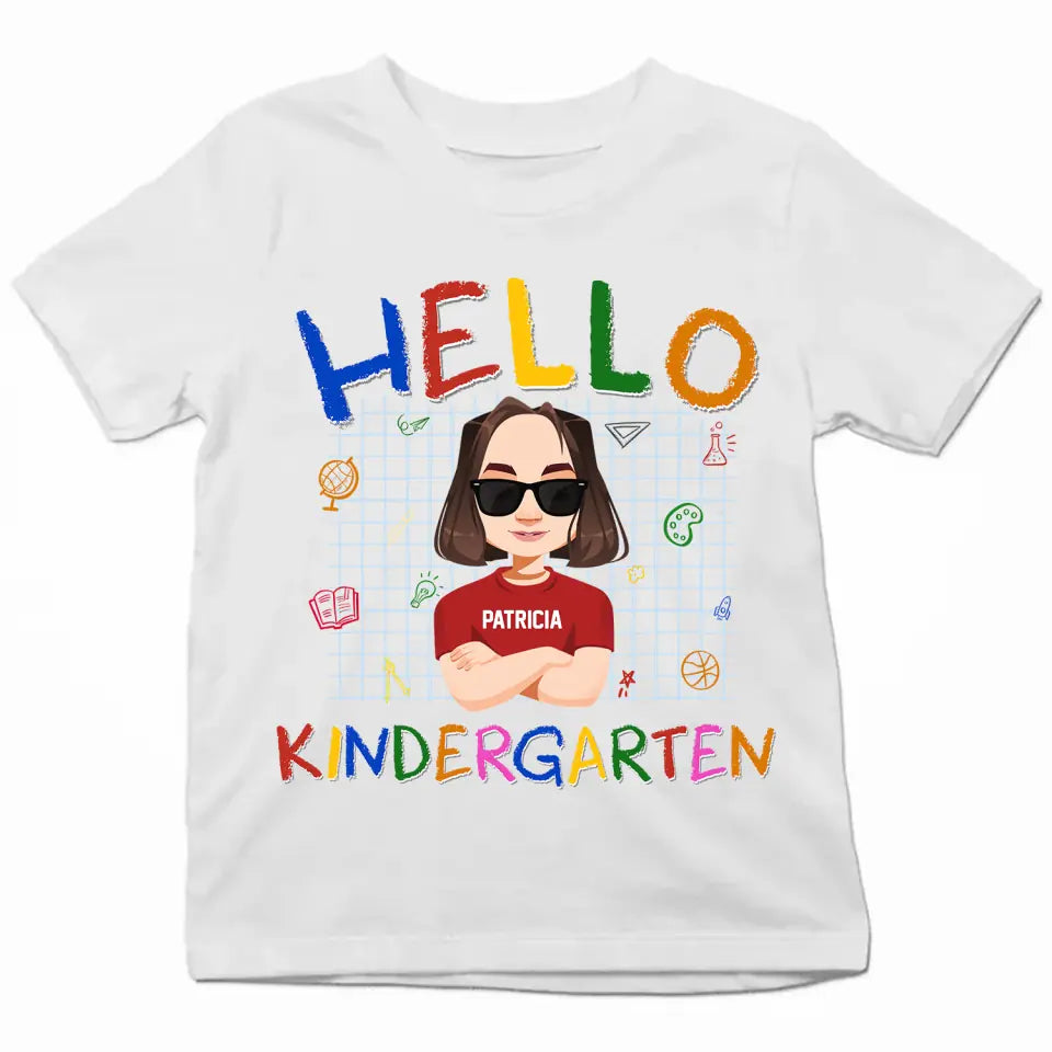 Personalized Custom T-shirt - Birthday, Back To School Gift For Kid - Hello Kindergarten