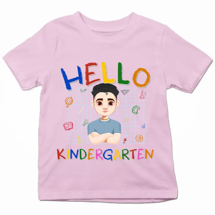 Personalized Custom T-shirt - Birthday, Back To School Gift For Kid - Hello Kindergarten