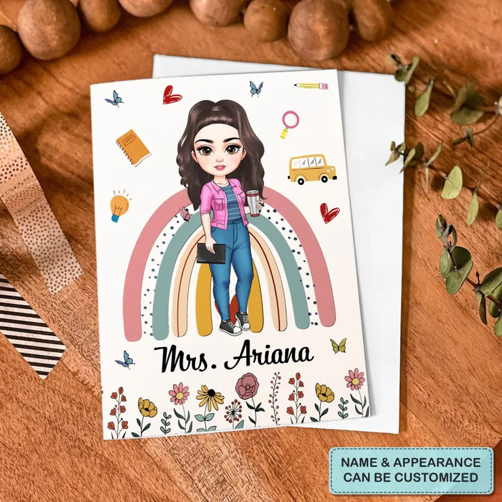 Personalized Custom Greeting Card - Teacher's Day, Birthday Gift For Teacher - Thank You For Helping Me Grow