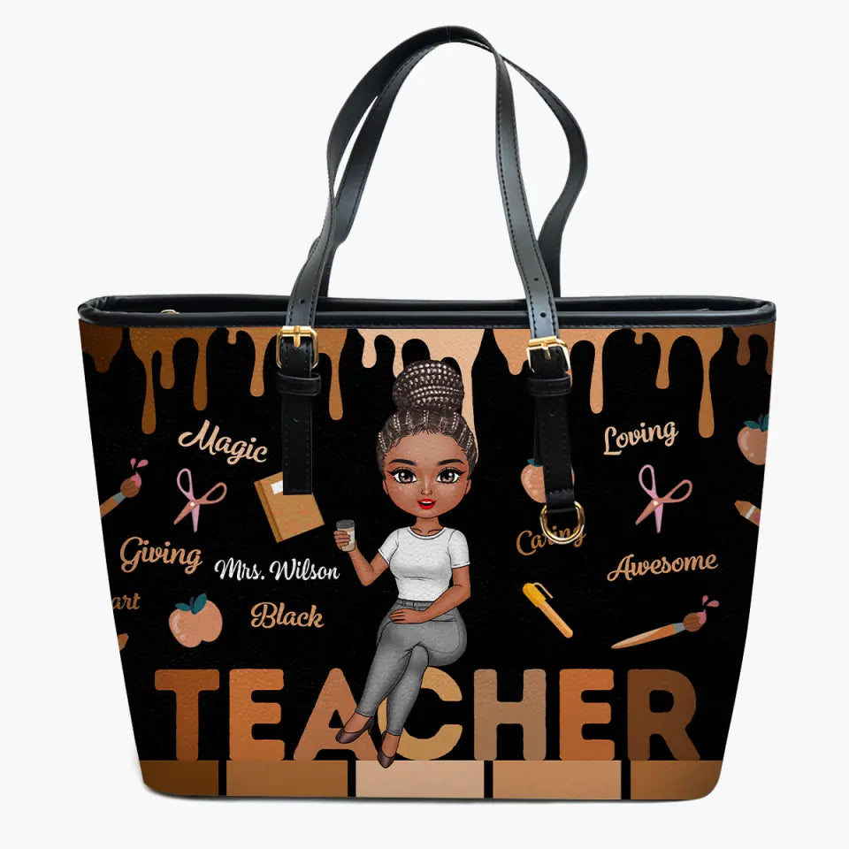 Personalized Custom Leather Bucket Bag - Teacher's Day, Birthday Gift For Teacher - Love Teacher Life