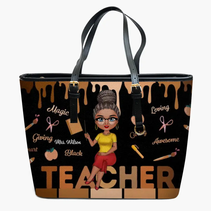 Personalized Custom Leather Bucket Bag - Teacher's Day, Birthday Gift For Teacher - Love Teacher Life