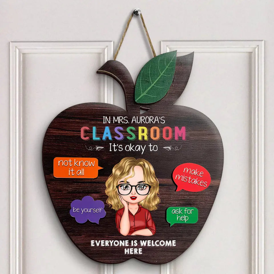 Personalized Custom Door Sign - Welcoming, Birthday, Teacher's Day Gift For Teacher - In This Classroom