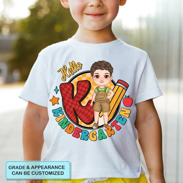 Personalized Custom T-shirt - Birthday, Back To School Gift For Kids - K Is For Kintergarten