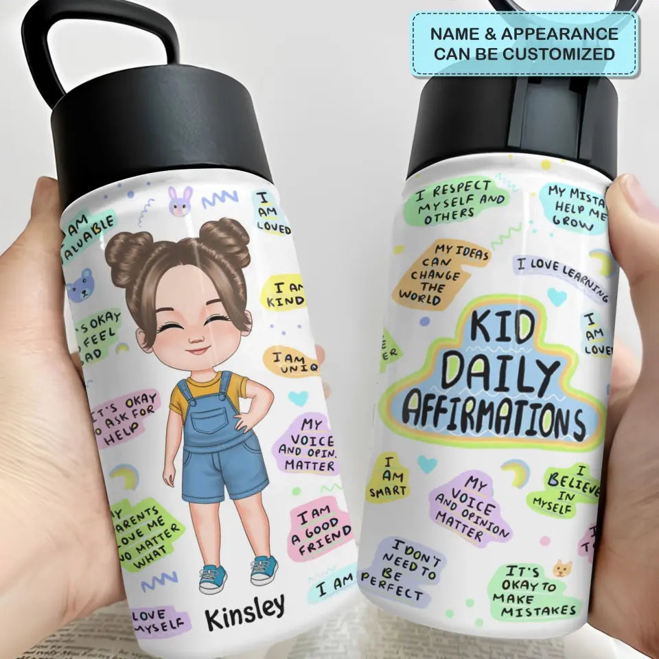 Personalized Custom Kids Insulated Bottle - Birthday, Back To School, Kindergarten, First, Second, Third, Fourth, Fifth Grade, Pre-K Gift For Kid  - Kid Daily Affirmations