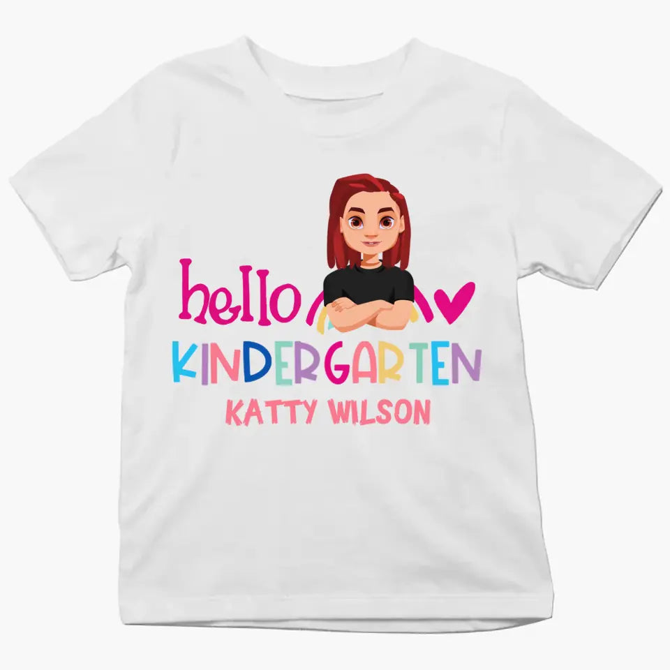 Personalized Custom T-shirt - Back To School Gift For Kid - Hello Kindergarten