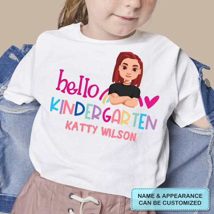 Personalized Custom T-shirt - Back To School Gift For Kid - Hello Kindergarten