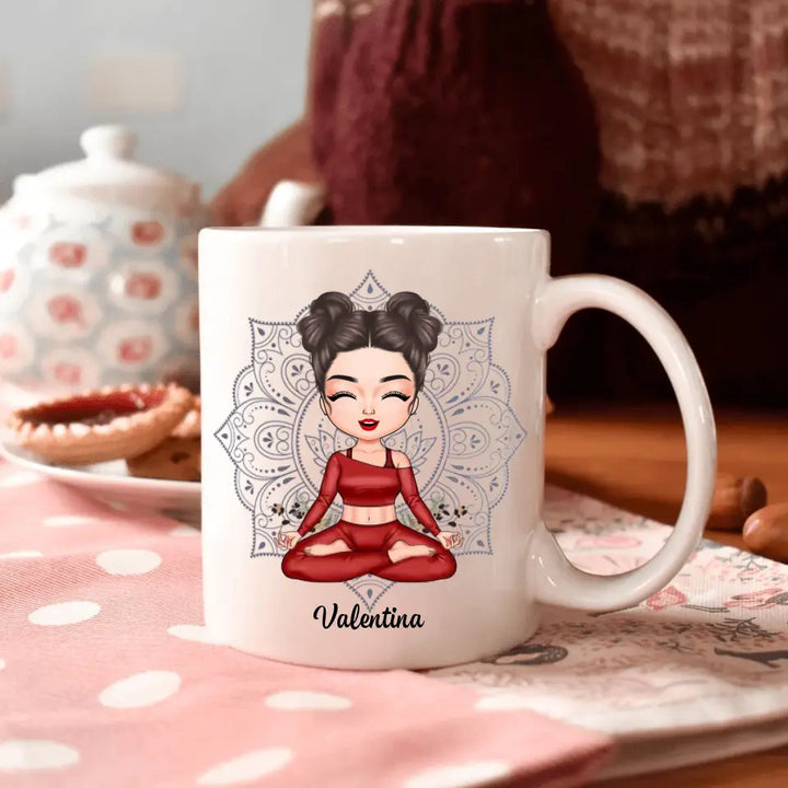 Personalized Custom White Mug - Gift For Yoga Lover - I Am Strong Beautiful