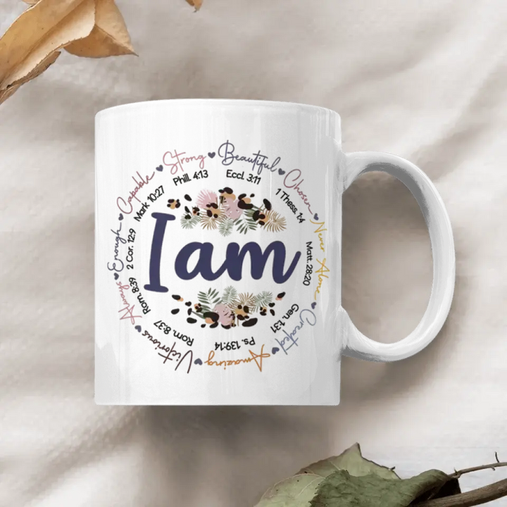 Personalized Custom White Mug - Gift For Yoga Lover - I Am Strong Beautiful