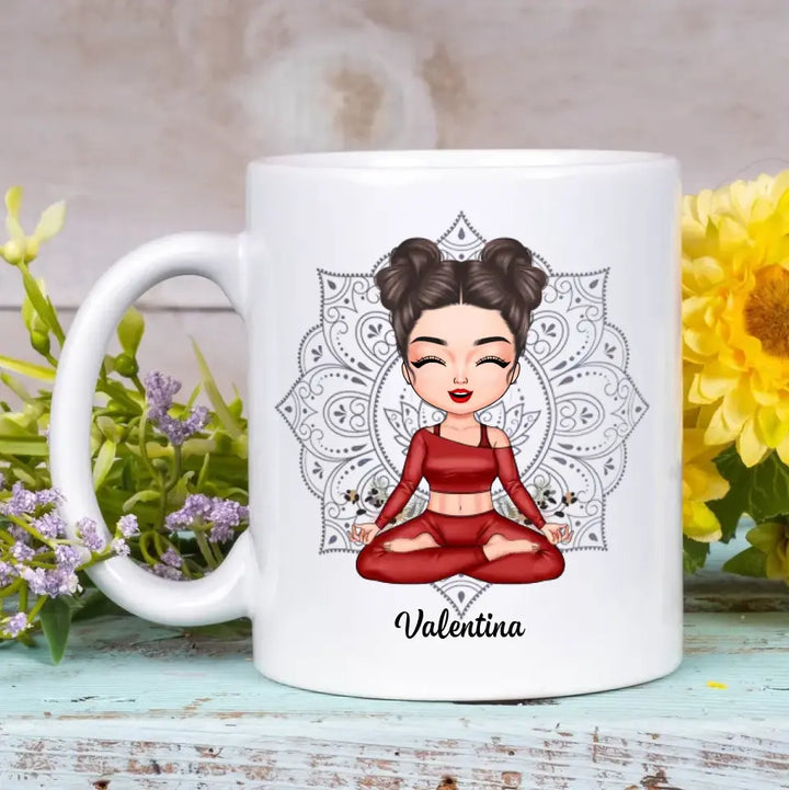 Personalized Custom White Mug - Gift For Yoga Lover - I Am Strong Beautiful