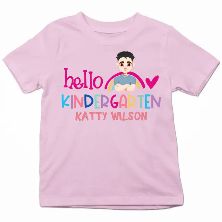 Personalized Custom T-shirt - Back To School Gift For Kid - Hello Kindergarten