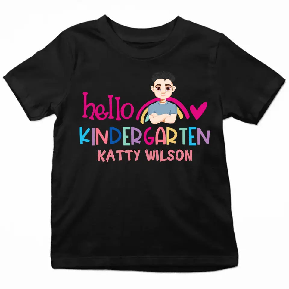 Personalized Custom T-shirt - Back To School Gift For Kid - Hello Kindergarten