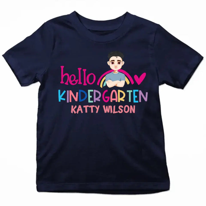 Personalized Custom T-shirt - Back To School Gift For Kid - Hello Kindergarten