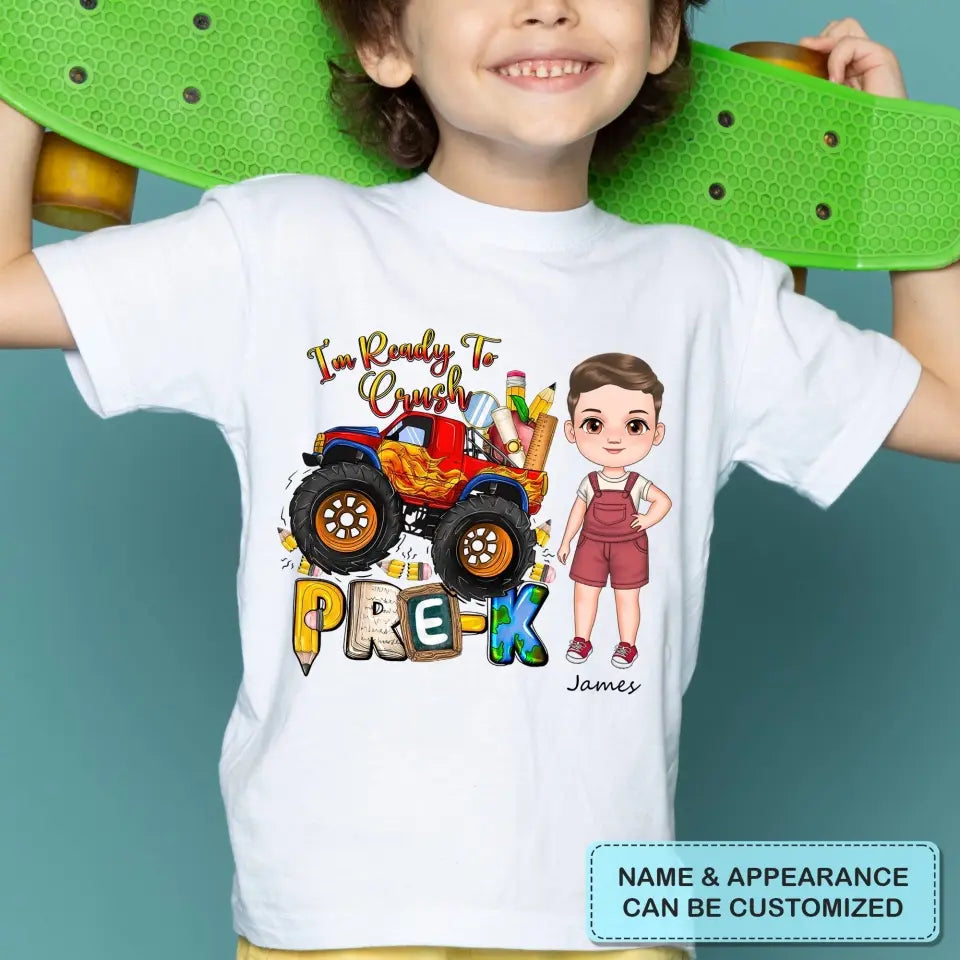 Personalized Custom T-shirt - Back To School Gift For Kid - I'm Ready Crush Kindergarten