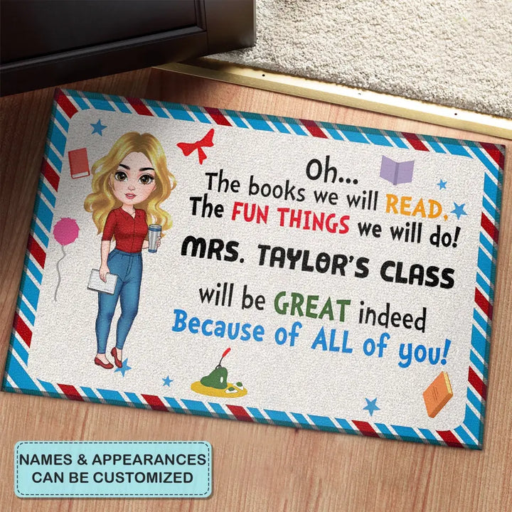 Personalized Custom Doormat - Teacher's Day Gift For Teacher - Because Of All Of You